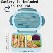 1pc Student lunch box Bento Box for Adult, 1000ml Lunch Containers for Adults, LeakProof Lunch Box with Utensils, BPA Free, 3 Compartment Bento Box Microwave Safe,back to school