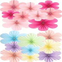 Birthday Party Decor Paper Flowers, Paper Wall Decor Flowers, Party Backdrop Paper Fan Hanging Paper Flowers - Multicolor - View 29