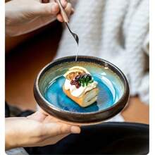 1 pieza Plato cerámico con esmalte dividido creativo en 2 tamaños, plato japonés para sushi y sashimi, plato para ensalada, plato de postre, para uso doméstico, restaurante de sushi, accesorios de vajilla, suministros de cocina, regalo de Navidad