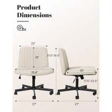 Criss Cross Chair, Extra Wide Armless Rolling Office Desk Chair With Wheels, Plus Size Viral Vanity Legged Chair, Bedroom Beige - 米色 - 查看 2