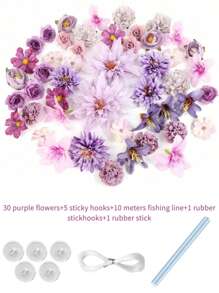 1pc Monochrome Series Floating Artificial Flowers Curtain, Creative Photography Prop, Indoor Outdoor Floral Decor, Plastic Fake Flower Petals Waterfall, Romantic Wedding Backdrop, 3-10cm Random Size, Decoration Material Pack