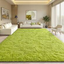 eluckya Plush And Thick Long-Pile Carpet, Super Soft And Comfortable Rug, Non-Slip Thick Pile Carpet, Suitable For Bedrooms, Living Rooms, Bathrooms, Dorm Rooms, Room Decor, Kitchen Essentials, Family Gatherings, Valentine's Day, Birthday Parties, Home Decor, Bedroom Decor. - 果綠色 - 查看 2