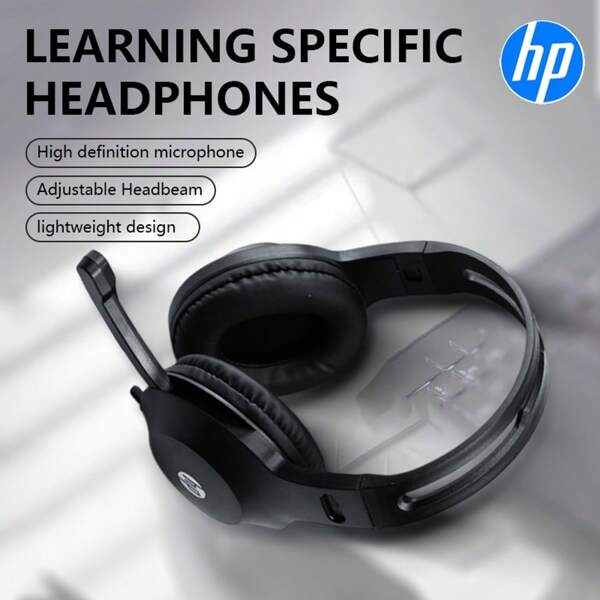 HP Auriculares con cable de deportes electrónicos HP 1601 con cancelación de ruido pasiva avanzada, sonido envolvente 7.1, micrófono con reducción de ruido inteligente, baja latencia para música, oficina y juegos