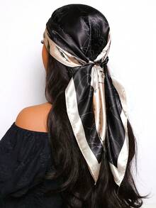 1条印花方巾，尺寸35.4英寸，多功能用途，可作头巾、腰带、发饰、时尚领巾，适合女士，春季新款连衣裙搭配。 - 彩色 - 查看 9