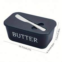 Nordic Minimalist Style Ceramic Butter Dish With Bamboo Lid And Knife - 600ml Airtight Refrigerated Storage Container, Easy To Clean, Perfect For Cheese And Spread Storage, Kitchen Accessory, Butter Storage|Minimalist Kitchenware|Airtight Container