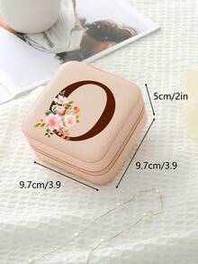 1pc Travel Jewelry Box,Monogram Gift Boxes,Bridesmaids Gifts Jewelry Case,Personalized Floral Jewelry Case,Travel Jewelry Box Wedding,Jewelry Box Necklace,Jewelry Box Earrings,Jewelry Box Mini,Travel Essentials Travel Accessories Travel Bag For Vacation Holiday Back To School School Stuff Jewellery Box Jewelry Organizer - Multicolor - View 8