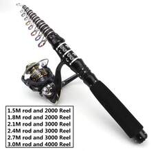 1.5m 1.8m 2.1m 2.4m 2.7m 3.0m Carbon Portable Telescopic Fishing Rod Fast Action Spinning Rod Easy Carry Carp Trout Bass Rod Fishing Goods - Multicolor - View 2