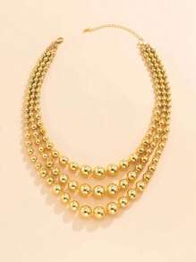 1pc Women's Exaggerated Multi-Layer Geometric Beaded Necklace, Choker Necklace