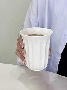 1pc Vintage Minimalist Striped Solid Color Ceramic Mug, High-Quality Solid Color Coffee Cup, Suitable For Drinking Water, Milk, Oatmeal, Tea, Juice, Breakfast, Coffee, Beverages, Etc. Applicable For Cafes, Home, Restaurants, Parties, Balls, Offices. Great Gift For Father's Day, Mother's Day, Friends, Boyfriends/Girlfriends, Family, Teachers, Colleagues, Wedding, Housewarming.