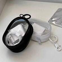 1/2pcs Portable Mini Clear Zipper Storage Bag, Portable PVC Transparent Mini Data Cable Organizer Pouch, Multi-Functional Jewelry Pouch, Headphone And Charger Case With Keychain, Transparent Travel Accessories For Travel Storage Bag,Makeup Bag, Suitable For Earphones, Power Banks, Key Chains, Rings, Perfumes, Travel Accessories