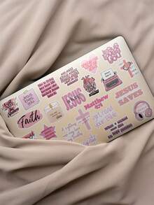 50 件粉色耶稣圣经诗句贴纸礼物卡通装饰剪贴簿笔记本电脑行李吉他水杯手机壳 DIY 贴花，适用于学校用品，返校 - 彩色 - 查看 3