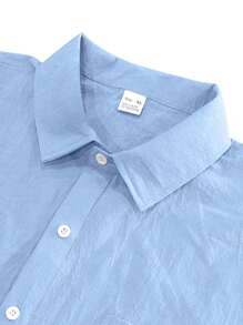 Hawaiian Style Linen Loose Casual Henley Collar Short Sleeve Shirt