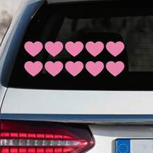 10片装高强度反光车贴心形图案组合用于夜间驾驶保险杠摩托车头盔警示车贴