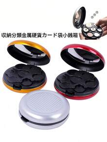 1pc Euro Coin Holder Round Shape Coin Case With Makeup Mirror Portable Euro Coin Storage Box For Men Wallet Mini Wallet Purse Wallet Coin Wallet Wallet For Women Wristlet Wallet - Multicolor - View 5