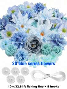 1pc Monochrome Series Floating Artificial Flowers Curtain, Creative Photography Prop, Indoor Outdoor Floral Decor, Plastic Fake Flower Petals Waterfall, Romantic Wedding Backdrop, 3-10cm Random Size, Decoration Material Pack