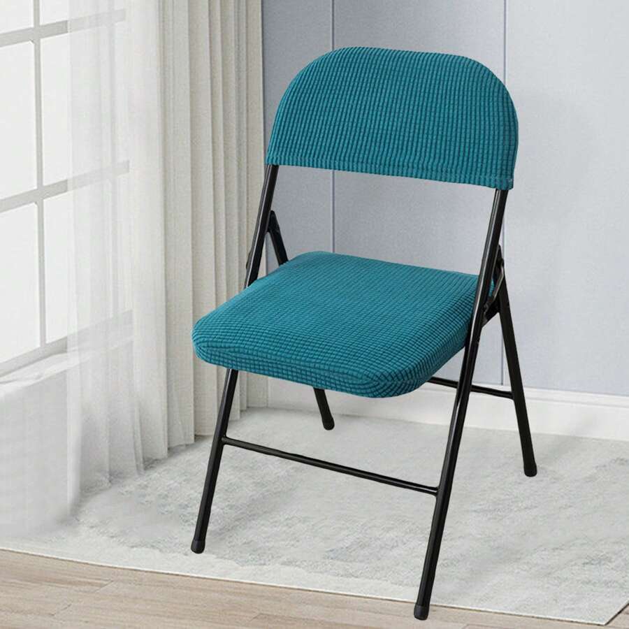 Folding Dining Chair Seat And Back Cover Set Solid Color Jacquard Stretch Chair Slipcover Home Decoration(1 * Backrest Cover And 1 *Chair Seat Cover,This Product Does Not Include A Chair)