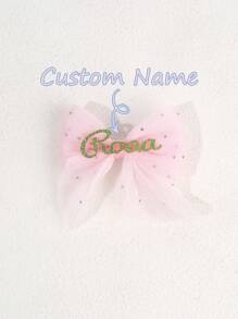 1 pièce Nœud de cheveux en maille personnalisé pour filles, pince à cheveux avec nœud strass. Petite épingle à cheveux rose et blanche pour tresser les cheveux. Accessoires de cheveux mignons et doux pour filles, cadeau