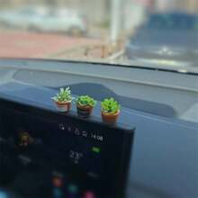 Wyuoot Mini Car Ornament, Mini Succulent Dashboard Decor, Desktop Miniature Pottery Planter For Car Interior Decoration (Succulent) - đen - Xem 2