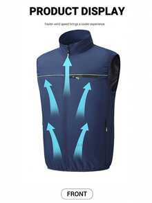 夏季清凉背心空调扇背心降温神器户外清凉背心降温空调服透气清凉夏季背心拉链款USB供电（不含充电宝）3档可调配2个9叶风扇常规长度