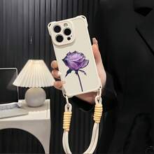 Funda para teléfono móvil 1PC, compatible con 16, con correa, nueva, con protección en las cuatro esquinas, compatible con 15pro, 2025, modelo femenino, 12/13pm, silicona suave, avanzada, funda protectora integral anticaídas para teléfono móvil 14plus Funda - Blanco - Ver 2