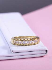 1 件迷人方晶锆石戒指，适合女士婚礼订婚情人节派对礼物