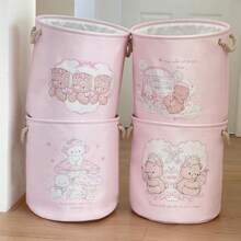 Yiuswoy 35x40cm(13.8x15.7In) Pink Folding Laundry Basket With Cute Rabbit And Bear Design, Thickened Fabric Storage Basket For Clothing, Toys And Miscellaneous Items, Home Decor, Bedroom Storage Dress Pants Shoes Jeans Boots Skirtlaundry Hamper,Washing Basketbathroom Organizer,Basket,Storage Basket,Foldable Laundry Basket