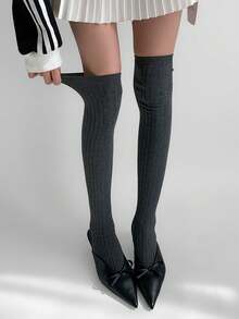 1双/2双装竖条纹过膝袜，保暖柔软，适合18-35岁女性，柔软竖条纹设计，适合日常穿着、聚会和送礼，经久耐用，四季皆可机洗。 - 彩色 - 查看 9