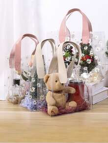 2 件/1 件厚透明 PVC 情人节礼品袋、圣诞礼物纪念品袋、婚礼回礼糖果盒手提袋、午餐袋 - 彩色 - 查看 7