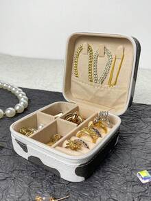 1个豹纹首饰盒，小巧优雅的项链盒，可收纳耳环、戒指及其他饰品，女士收纳盒，旅行度假必备，秋季装饰，万圣节主题 - 彩色 - 查看 6