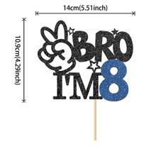 1pc I'm 8 9 10 11 12 13 14 15 16 Cake Topper - Boy 8th 9th 10th 11th 12th 13th 14th 15th 16th Birthday Cake Supplies Big Brother Birthday Party Decoration