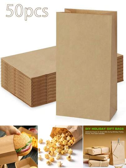50/10 件纸三明治袋牛皮纸棕色，食品包装牛皮纸，礼品包装纸 Baable & Compos 级未漂白牛皮纸适用于烘焙、点心、小吃、三明治
