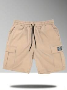1 pièce Short décontracté de couleur unie avec cordon de serrage à la taille, pour l'extérieur, pour homme, été