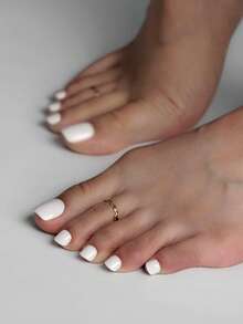 150片装脚趾甲贴纸 - 软胶哑光纯色短脚趾甲，适合女性夏季美甲装饰，按压式美甲贴纸，美甲用品 - 白色 - 查看 3