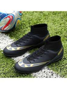 Zapatos de fútbol para hombres, cómodos, antideslizantes, transpirables, zapatos de entrenamiento profesional de caña alta, clavos TF, zapatos de partido de talla grande para exteriores, zapatos de fútbol para interiores de cinco a lado, césped artificial/césped/césped artificial, adecuados tanto para hombres como para mujeres