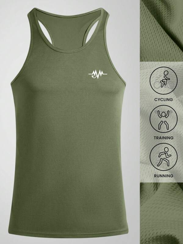 Men's Printed Sports Tank Top; Breathable, Lightweight; For Gym, Running, Cycling