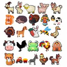 25PCS/SET Farm Animals PVC Shoe Charms, Scarecrow Cow Goat Rooster Cartoon Fun Pattern Shoe Decorations Accessories For Holiday Gifts - Black and White - View 5