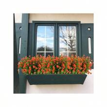 6PCS Artificial Eucalyptus Plants,Fake Boxwood Shrubs UV Resistant No Fade Faux Plastic Bridal Bouquet Indoor Outdoor Home Garden Kitchen Office Table Vase - Orange,red - View 4