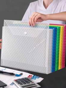 20pcs Striped Plastic Envelopes/Document Folders, A4 Size Receipt Paper Organizer Bags, Colorful Envelopes With Snap Closure, Suitable For School, Office, Kids Stationery, Back To School Rewards, Graduation Gifts, Etc. - Multicolor - View 3