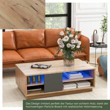 Wooden Living Room Table / Original Wooden-Style Coffee Table / Living Room Tables / LED Lighting (With Remote Control) To Enhance The Ambience / Two-Tone Design, Stylish And Durable / Suitable For Living Rooms, Bedrooms, And Reception Areas - 棕色 - 查看 2