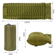 Colchoneta Inflable para Exterior Nuevo Modelo, Individual, con Pie para Inflar, Antihúmeda, TPU y Nailon, Puede Empalmar, Colchoneta Gruesa para Dormir al Aire Libre - Verde militar - Ver 3