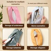 A Set Of Three Fabric Storage Bags, Portable Travel Makeup Pouch, Storage Bags For Underwear And Socks, Hand Wash, Available In Gray, Pink, And Light Brown, Perfect For Travel. - Multicolor - View 8