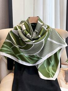 1 件女士 90 厘米斜纹优雅时尚简约印花围巾适合休闲时尚街头外出头巾、发带、头带，非常适合装扮您的外观