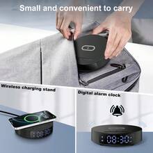 Cargador inalámbrico multifuncional con reloj despertador, estación de carga rápida de 15W compatible con iPhone y , base de carga de escritorio adecuada para oficina, dormitorio y hogar - Multicolor - Ver 3