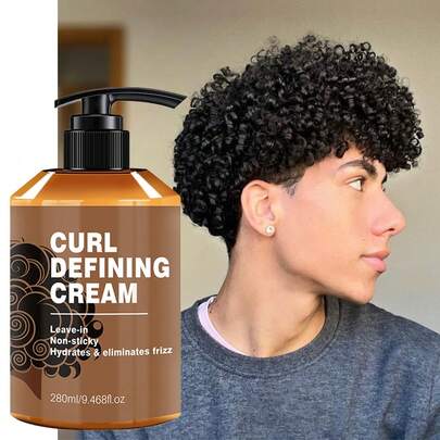 9.47盎司男士卷发定型霜 - 蕴含摩洛哥阿甘油，持久抗毛躁，弹性卷发定型，持久保湿，持久定型，适合波浪卷发和卷发
