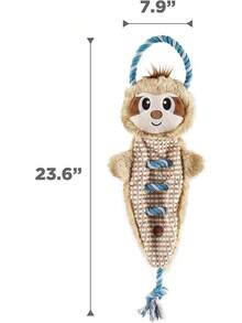 Outward Hound Ropiez Rope Interactive Dog Tug Toy For Tugging Squeaky Fun, 23.6 Inch Mallard, Green, Large - 23吋棕色樹懶 - 查看 5