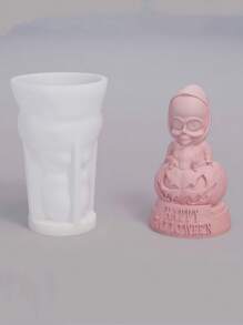 1pc Pumpkin Zombie Silicone Mold, DIY Pumpkin Zombie Halloween Decor Candle Plaster Silicone Mold