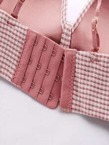 3 Piecesfashionable Multi-Color Pull-Up Underwear, Seamless Teen Bra Without Steel Rings, Sweet Girlish Halter Top Student Classic Checkered Printed Beautiful Back Bra For Girls