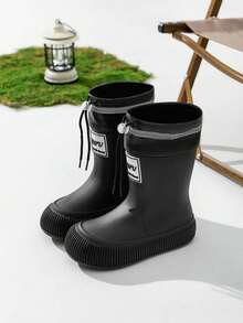 2022 Upgraded Durable Versatile Rain Boots For Kids And Adults, Waterproof, Anti-Slip, Thick Sole, Lightweight Slip-On Rubber Shoes - Black - View 2