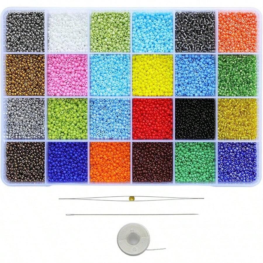 In Stock Instant Dispatch Bala&Fillic Size 2mm Seed Beads 48 Colors About 38000+Pcs 12/0 Small Glass Seed Beads Adult Making Bracelets Earrings Valentine's Day Valentine's Day 7DNA - 24 Colors Lot 6 - View 1