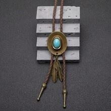 1pc Vintage Western Cowboy Bolo Tie, Fashion Necklace Cord Accessory Set - Multicolor - View 12